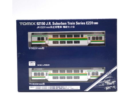 Tomix N gauge model railway 2-car coach pack ref 92150 JR Suburban train series E231-1000, boxed. 