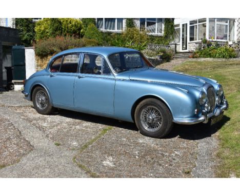 A 1968 Daimler V8 250, registration number NDF 873F, chassis number P1K1529BW, engine number YK1157, opalescent silver blue. 
