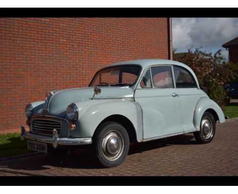 A 1970 Morris Minor 1000 two door saloon, registration number YYC 351H, chassis number MA2S51270268M, engine number 10V189EH3