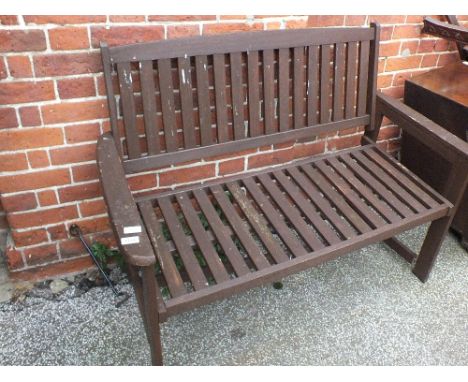 A wooden garden bench