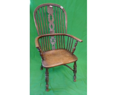 Elm seated stick-back armchair 