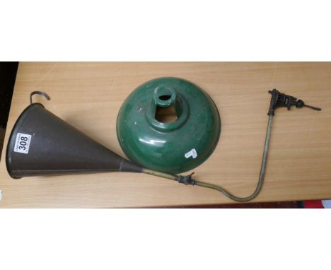 Vintage naphtha lamp and enamel shade 