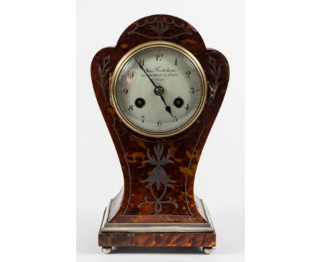 Chas. Frodsham a French tortoiseshell and silver mantel clock: the eight-day duration movement, with platform lever escapemen