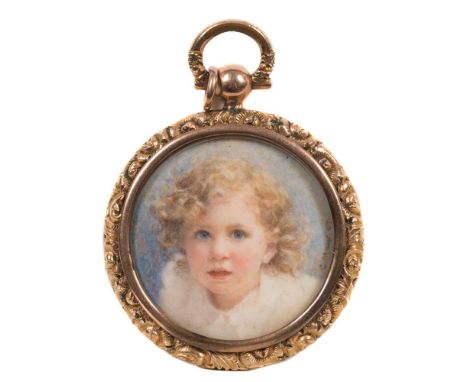 C. Maw [19th/20th Century]-
A miniature portrait of Patricia Maw as a child:-
head and shoulders with fair curling hair and b