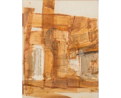 David Sawyer [British School 20th Century]-
London Architectural Studies:- 
a pair, pen and ink with collage
both signed and 