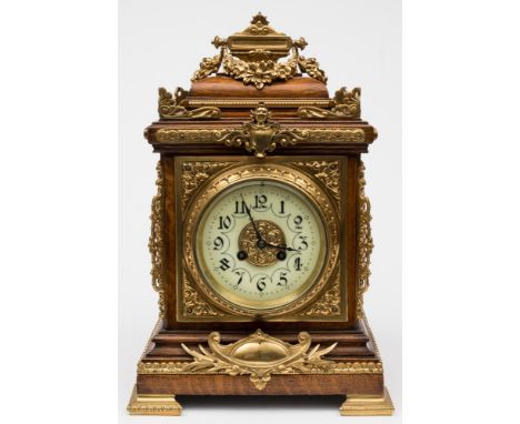 Samuel Marti, a French oak mantel clock: the eight-day duration movement striking the hours and half-hours on a gong and stam