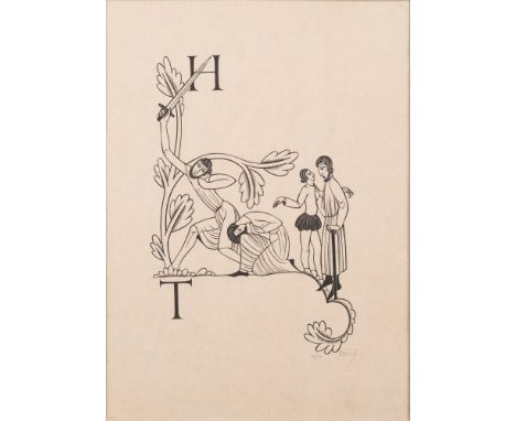 Eric Gill [1882-1940]-
Letters H and T:-
woodblock print
signed and numbered in pencil Eric G 4/10
26 x 19cm.

