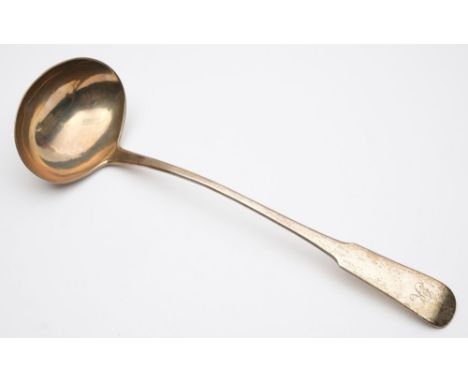 A George III Scottish silver fiddle pattern soup ladle, maker James McKay, Edinburgh, 1814: initialled, 35cm. long, 6.10ozs.