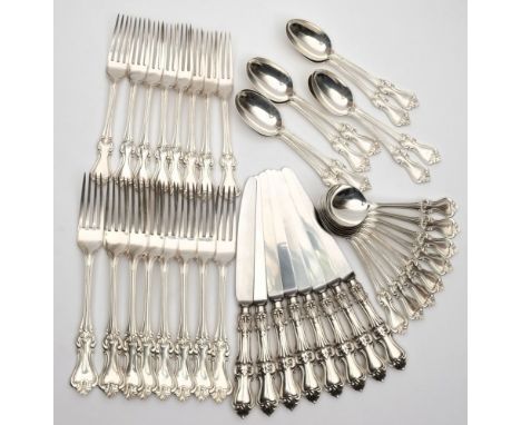 An Elizabeth II silver Albert pattern part flatware service, maker C J Vander Ltd, London, 1968: includes eight dinner forks,