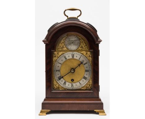 An early twentieth century small pad-top bracket clock: with an eight-day duration, single fusee timepiece movement, the bras