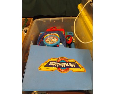 A Box Containing Thomas The Tank Engine Toys Figures and Models.