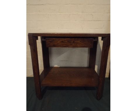 An Art Deco Occasional Table with Single Drawer and Stretcher Shelf.