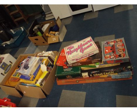 Two Boxes of Toys Games, Board Games Etc to Include GO, Rebound, Cluedo, Bagatelle, Puzzles Etc.