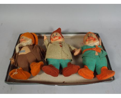 A Collection of Three Chad Valley Dwarves with Hygienic Toys Label. 