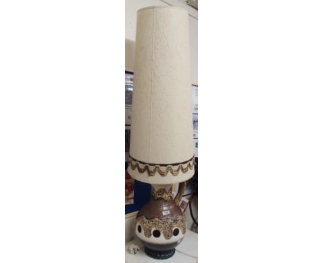 A large mid-Century ceramic table lamp and shade Condition Report: Available upon request