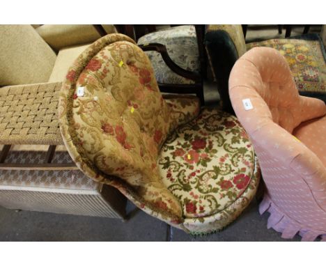 A floral upholstered button back nursing chair 