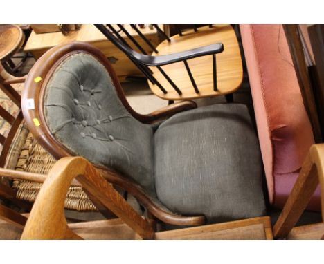 A Victorian mahogany  button back nursing chair 