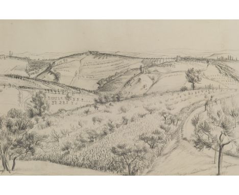 JAMES STROUDLEY (1906-1985) ORVIETO, A ROLLING LANDSCAPE pencil 32.5 cm by 48.5 cm; 12 3/4 in by 19 in unframed sold together