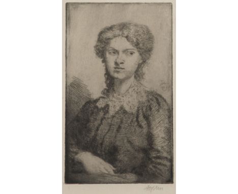 •AUGUSTUS JOHN, O.M., R.A. (1878-1961) URSULA signed l.r.: A.E. John etching with tone 18 cm by 11.5 cm; 7 in by 4.5 in