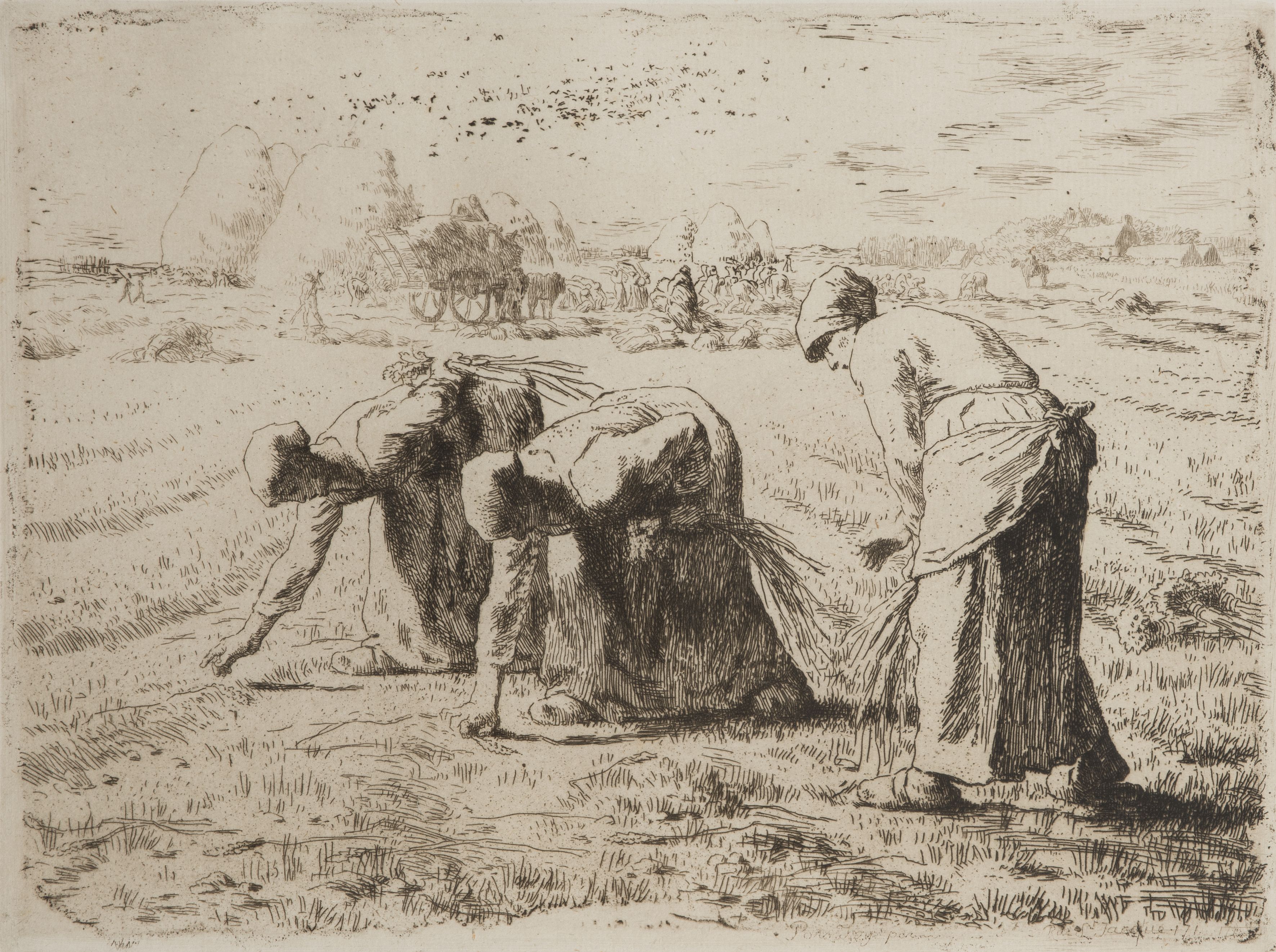 JEANFRANCOIS MILLET (18141875) LES GLANEUSES etching, circa 1855, on