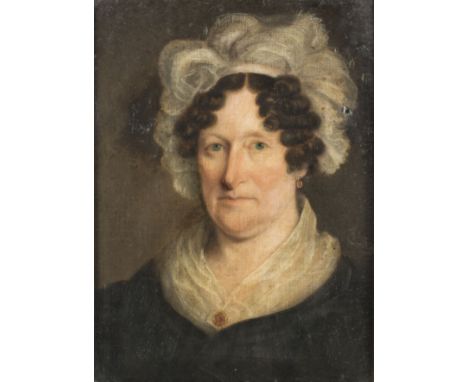 SCOTTISH SCHOOL (18TH CENTURY) PORTRAIT OF ISOBEL MILNE (BORN 1742) oil on canvas bears label (verso)  59 cm by 47 cm; 23 1/4