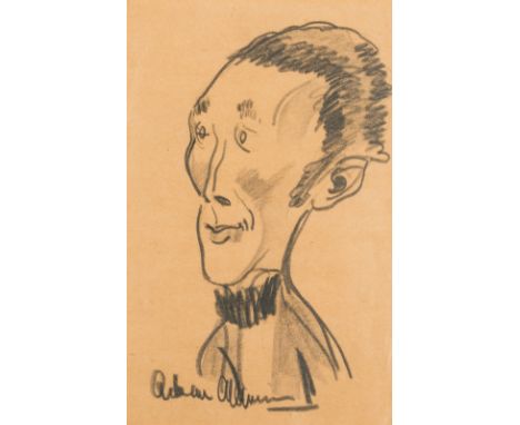 •ADRIAN ALLINSON (1890-1959) SELF PORTRAIT signed l.l,: Adrian Allinson black crayon 33 cm by 20 cm; 13 in by 8 in