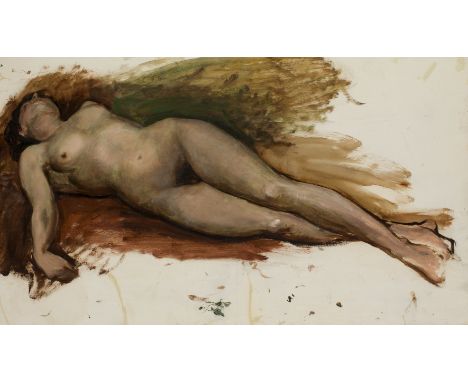 WILLIAM LINNELL (1826-1906) RECLINING FEMALE NUDE oil on canvas sold together with a drawing of a female nude by the same han
