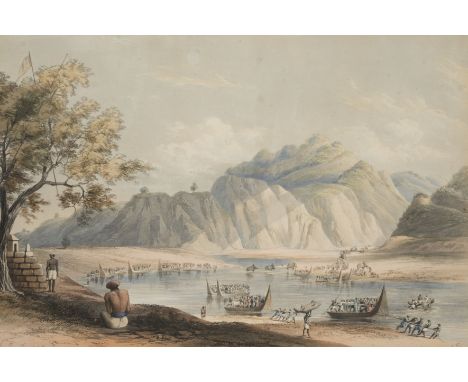 AFTER LT. COL. ALEXANDER JACK (1805-1857) CROSSING THE RIVER signed in plate l.l.: A. Jack coloured lithograph Lieutenant Col
