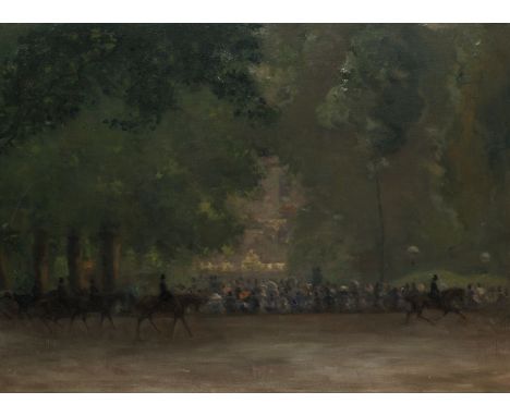 CIRCLE OF PAUL MAITLAND (1863-1909) RIDERS ON ROTTEN ROW, HYDE PARK oil on canvas 45 cm by 62 cm; 18 in by 24 1/2 in Provenan