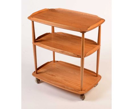 Ercol: a light elm and beech Model 458 trolley, 71 x 47 x 77cms high.