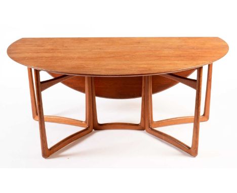 Peter Hvidt & Orla Molgaard-Nielson for France & Son: a teak double gate-leg drop-leaf dining table, 163cms x 142cms x 72cms 