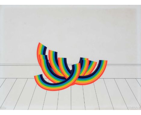Patrick Hughes (b.1939) - Upturned Rainbows, signed, dated and editioned 43/75 in pencil, silkscreen, 75.5 x 101cms, in clip 