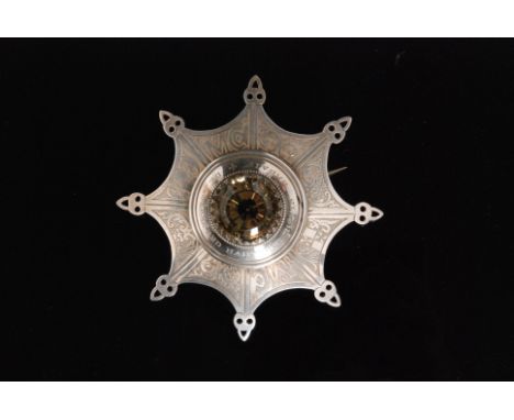 An early 20th Century Scottish hallmarked silver kilt or cloak brooch modelled after the Ballochyle brooch, of octagonal shap