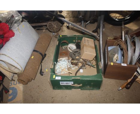 A box of vintage wall light fittings some converted