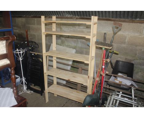 A pine five tier shelf rack