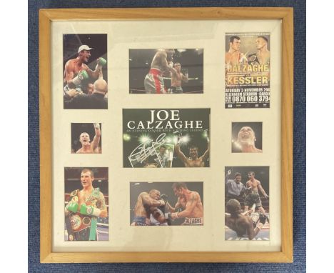 Joe Calzaghe 17x17 overall size mounted and framed signature montage piece. Calzaghe CBE (born 23 March 1972) is a Welsh form