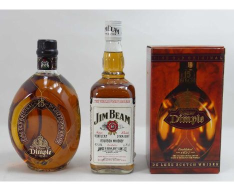 Dimple 15 year old deluxe Scotch whisky, 70cl, 40%, one bottle in carton; together with one other loose; and Jim Beam Kentuck