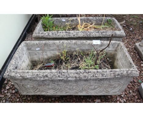 Pair of stone trough planters 