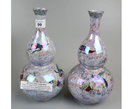 Pair of Art Deco vases/lamp bases by A G Harley Jones circa 1923 - Approx height: 26cm 