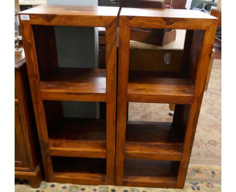 Pair of hardwood shelf units - Approx W: 43cm D: 33cm H: 104cm 