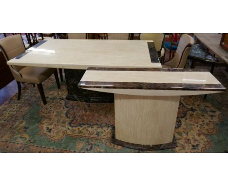 Marble effect dining table with console table - Approx L: 180cm W: 100cm H: 75cm 