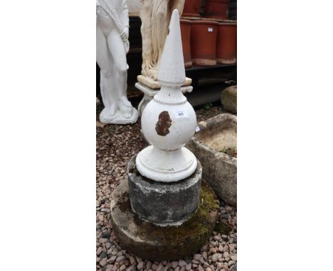 Cast iron finial on stone base&nbsp; 