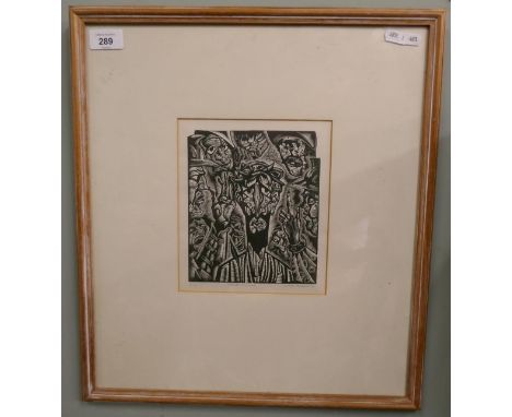L/E wood-block print 1/10 Jesus Mocked by Luther Cam Roberts 