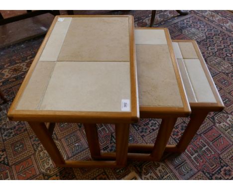 Tile topped nest of 3 tables 