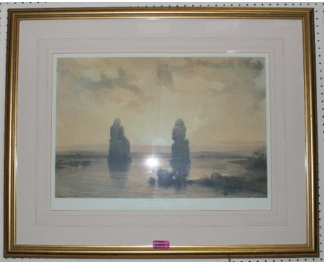 DAVID ROBERTS Statues of Memnon during the Inundation. Lithograph 15" x 20"