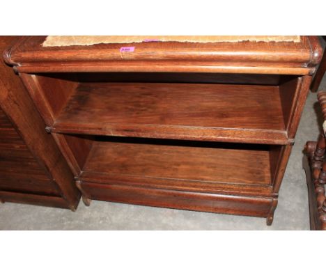 An oak Globe-Wernicke two section bookcase. 34" wide (doors lacking)