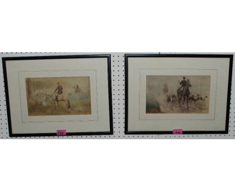 	AFTER LIONEL EDWARDSA pair of hunting prints together with two engravings by other hands