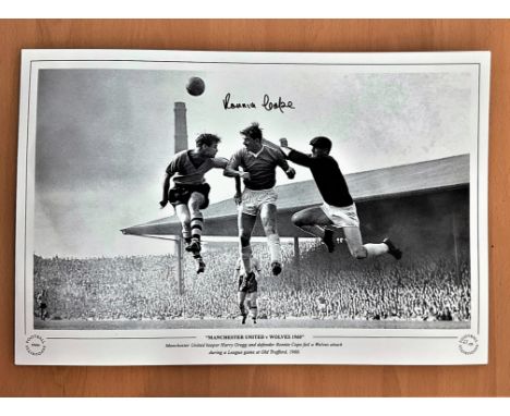 Football, Ronnie Cope signed 12x18 black and white photograph pictured during the 1960s, Manchester United Vs Wolves game at 