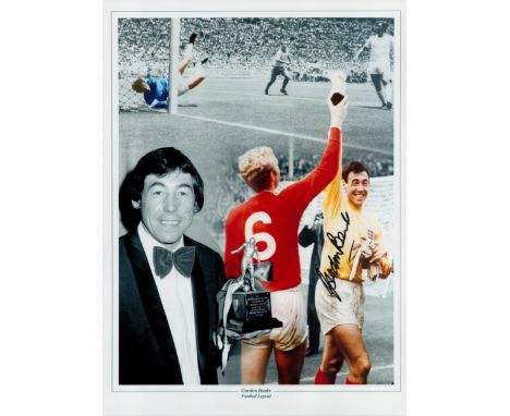 Football Gordon Banks signed 16x12 Football Legend colourised montage print. Good Condition. All autographs come with a Certi