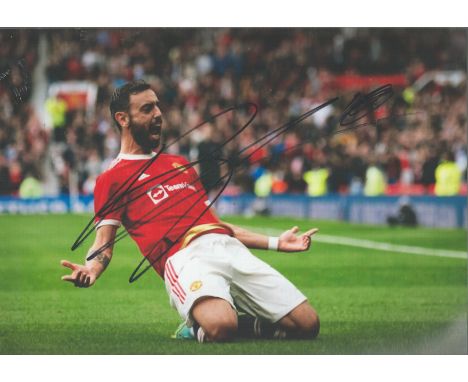 Football Bruno Fernandes signed Manchester United 12x8 colour photo. Bruno Miguel Borges Fernandes (born 8 September 1994) is